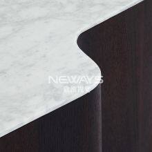 Modern Real Marble Top Curved Coffee Table LT1805 Marble Top With Wooden Base-livingroom Furniture thumbnail-2