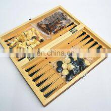 Factory Wholesale Magnetic 3 in 1 Chess Set Handmade Wooden Foldable Internal Storage Space Chess Board Game thumbnail-2