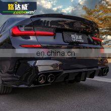 Gloss Black Body Kit Rear Bumper Lip Diffuser Spoiler With LED For BMW G20 Rear Bumper Lip thumbnail-5