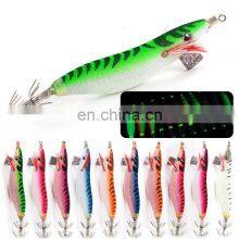 High Quality 7.5cm/12g Size Hard Shrimp Bait 11Colors Luminous Squid fishing Lures Wood Shrimp