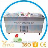 Hot Sale 2016 Double Flat Pan Roll Fry Fried Ice Cream Machine