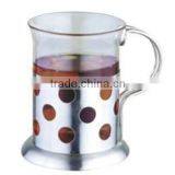 Glass Coffee Cup With Stainless Steel Handle, Drinking Glass Coffee Cup,coffee Cup With High Quality thumbnail-2