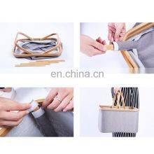 Collapsible Rectangular Oxford Cloth Clothes Storage Toy Storage Box Laundry Basket With Bamboo Handle thumbnail-3
