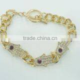 FASHION HAMSA HAND CHAIN BRACELET WITH GLASS RHINESTONE thumbnail-1