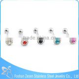 Professional factory medical steel personalized crystal anti-allergic tongue ring