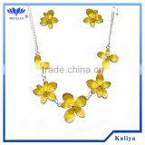 2014 New Design Flower Silver Yellow Plated Necklace Earrings Set Vners thumbnail-1