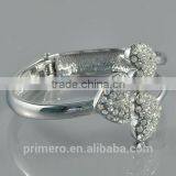 Hot Women Silver Tone 2 Heart Crystal Cuff Bracelet Bangle Fashion Jewelry Gift thumbnail-4
