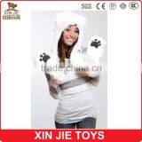 Animal Plush Head Hat With Long Scarf Gloves Paws