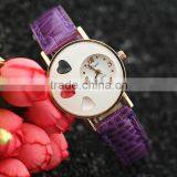 Vogue Women's Unique Design Heart Dial Leather Strap Watch Charm Lady Quartz Wrist Watch