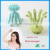 2016 Cheapest blue and green hand held Octopus head massager brush comb