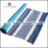 Blue coloured striped Yoga Rug,