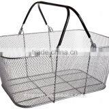 Wire Mesh Stacking Shopping Basket With Handles thumbnail-1