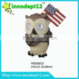 Resin owl garden decoration outdoor solar garden lighting