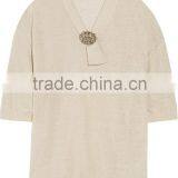 15JWL0220 Woman Linen Short Sleeves T Shirt Sweater thumbnail-1