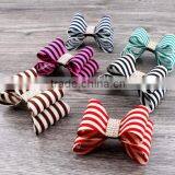 High Quality Stripe Satin Bowknots Rhinestone Center Designer Baby Headbands thumbnail-1