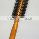 Square handle round head wooden hair brush
