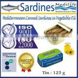 Mediterranean Canned Sardines in Vegetable Oil ,High Quality of Sardines in Vegetable Oil 125 g thumbnail-1