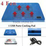 Adjustab Laptop Computer Silver Super Cool Cooler Cooling Fan Cooling System Cooling Pads With 4 Fans (Blue)-18 Months Warranty thumbnail-1