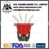 11pcs Enamel Cast Iron Fondue Set With Forks