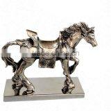 NICKLE PLATED WALKIING HORSE STATUE ON METAL BASE FOR HOME DECORATION thumbnail-1