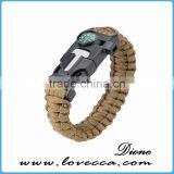 Black Color Custom Logo Survival Kit Outdoor Paracord Bracelet Survival With Compass Whistle thumbnail-3