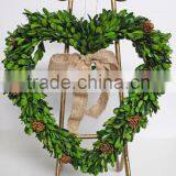 Preserved Green Boxwood Heart With Silk Bowknot for Abroad Markets thumbnail-2
