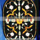 Oval Shape Marble Inlay Coffee Table Top Handcrafted