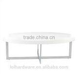 Eurostyle Stainless Steel Base Oval Coffee Table in White Lacquer thumbnail-2