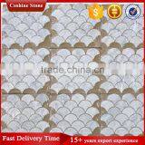 Polished White Carrara Fish Scale Fan Shaped Mosaic Tiles thumbnail-2