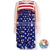 July 4th Party American Flag Wear Dresses For Girls White Red Striped Baby Girl Cotton Dresses Wholesale National Day Kids Dress thumbnail-2