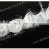 White Flower Wedding Fabirci Rose Stand on Ribbon thumbnail-1