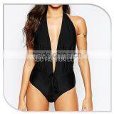 2016 Plunge Halter Neck Colour Block Swimsuit for Beautiful Women Sexy One Piece Bathing Suits thumbnail-4
