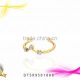 14kt Gold Plated Three Stone CZ Stud Ring thumbnail-1