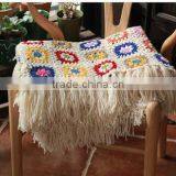 2017 Latest Floral Pattern Mixed Chic Fringed Fancy Hand Crochet Blanket thumbnail-2