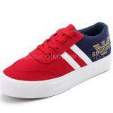 Women\'\'s Fashion Red Oblique Stripe Canvas Cross Laced Sneakers