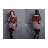 Red Bow Womens Pullover Sweaters Crew Neck , Jacquard sweater for Grils