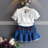 Baby Cothes Sets Summer Bamboo Shirt And Embroidery Denim skirt Clothing M7041802