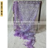 Floral Printing Square Fashion Polyester Scarf with Lace