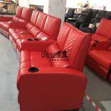 Top Grain Red Leather Cinema Sofa With Cool Cupholder,electric Home Theater Sofa thumbnail-3
