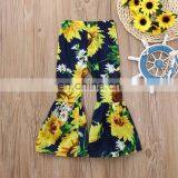 2019 Newest Arrival Kids Sunflower Printing Bell Bottom Pants Baby Floral Trousers Wholesale thumbnail-1