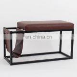 Customized Half PU Leather Folding Shoe Rack Storage Bench for Sundries Books in Living Room thumbnail-2