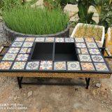 Ceramic Tile Mosaic Parquet Outdoor Rectangular Fire Pit Table thumbnail-5