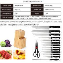 15 Pcs Kitchen Knife Set With High-Carbon Stainless-Steel Blades and Sharpener and Wood Block thumbnail-2