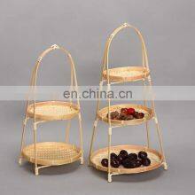 Bamboo Serving Rack, Fruit Bamboo Platter Tray, Handmade, Home Decor, Kitchen Organizer thumbnail-1