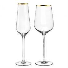 Gold Rimmed Champagne Flutes Red Wine Glass Crystal Toasting Glasses Goblet Design Wedding Cup thumbnail-1
