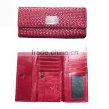 High quality weaven PU leather female purse