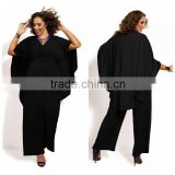 F20113A High quality jumpsuits for women 2016 v neck high waist jumpsuits with cape