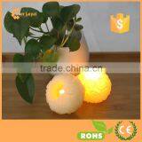 Flower Carved Round Candle LED Candles Real Wax