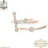 Cross Shape Diamond Designer Chain Ring, 14K Gold Diamond Ring Jewelry, Pave Gold Ring Jewelry, Natural Diamond Ring Jewelry thumbnail-1