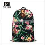 2016 New Fashion Trendy Teenagers Canvas Backpack Floral School Backpack